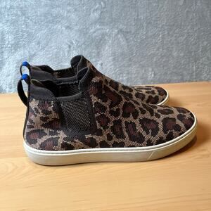 Rothy’s Chelsea Wildcat Leopard Print Slip on‎ Ankle Boots Size 10 Brown